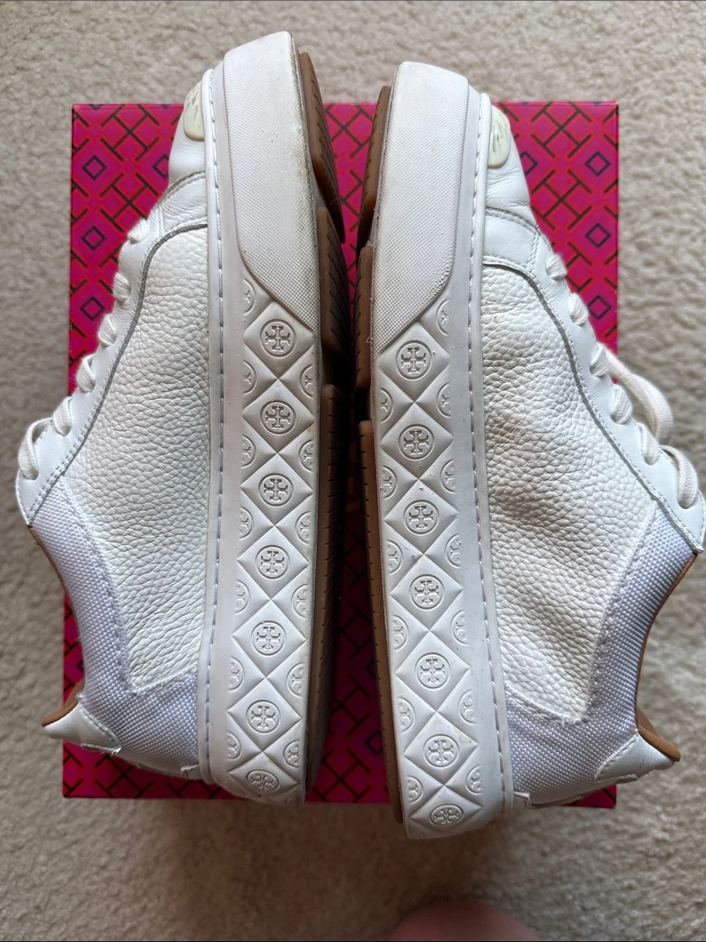 Tory Burch White Leather Low-Top Sneakers